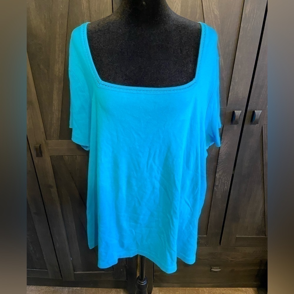 Venezia Lane Bryant Blue Top Square Neckline Size 18/20